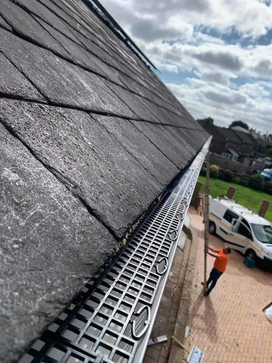 Gutter guard fitted on a slate roof in Torquay